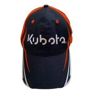 Kubota Tractor Flame Adjust Black With Embroidered Flames Design KPro Cap Hat
